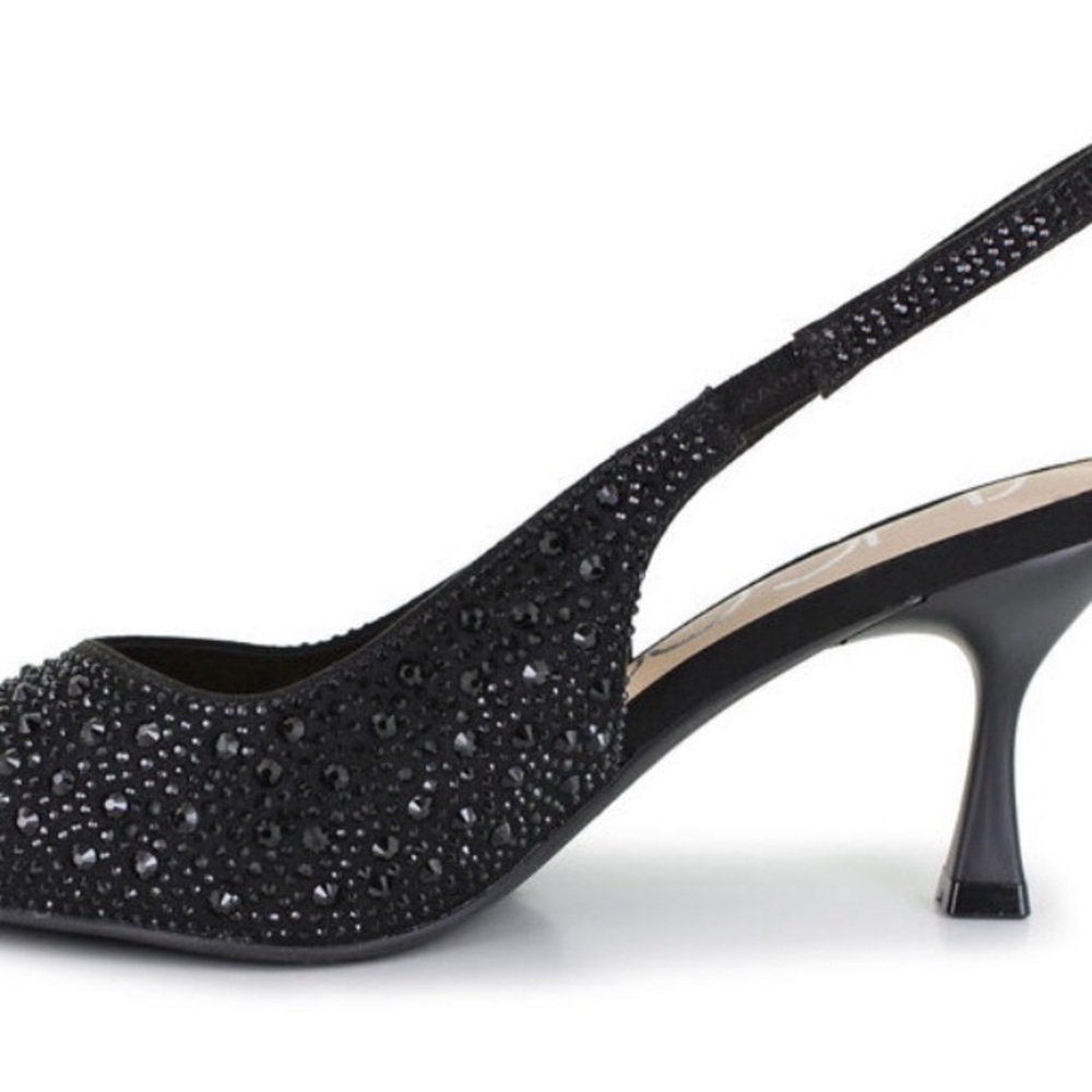 Sugar Black Crystal Slingback Pointed Toe Heel - Picture 2 of 9